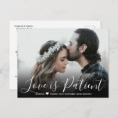 Hochzeit Liebe ist Patient Zurückgestellt einfache Ankündigungspostkarte (Vorne/Hinten)