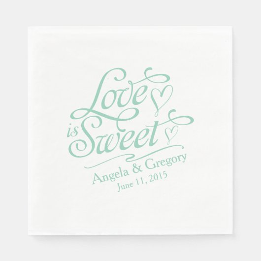 Hochzeit | Liebe ist süße Süßspeise Buffet Minze G Serviette (Vorderseite)