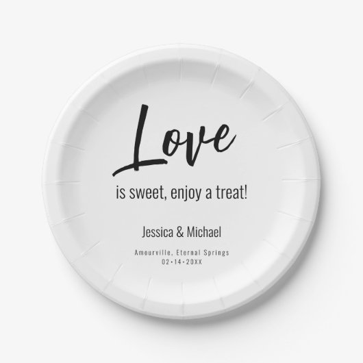 💍 Hochzeit Liebe Minimalistisch Pappteller (Vorderseite)