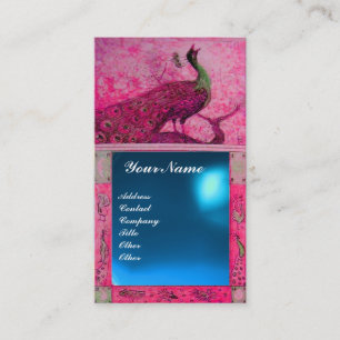 Hochzeit Liebe Pfau Monogramm rosa blau Saphir Visitenkarte