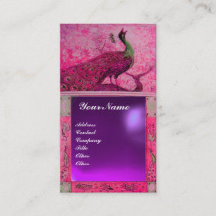 Hochzeit Liebe Pfau Monogramm rosa lila Amethyst Visitenkarte