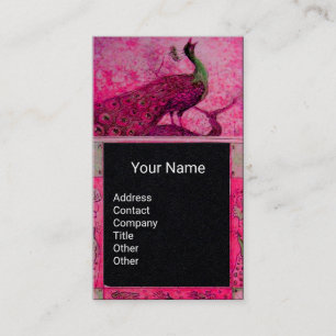 Hochzeit Liebe Pfau-Monogramm Rosa Schwarz Papier Visitenkarte