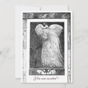 Hochzeit Liebe Pfau Monogramm, schwarz und weiß Einladung