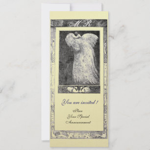 Hochzeit Liebe Pfau Monogramm, schwarz weiß Einladung