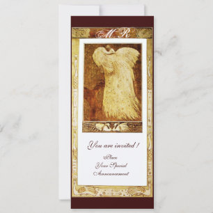 Hochzeit Liebe Pfau Monogramm , Sepia Braun Weiß Einladung
