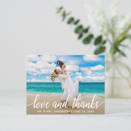 Hochzeit Liebe und Dank | Danke Foto Postkarte (Stehend Vorderseite)
