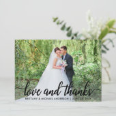 Hochzeit Liebe und Dank | Foto Danke, Blk Dankeskarte (Stehend Vorderseite)
