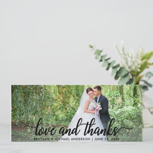 Hochzeit Liebe und Dank | Foto Vielen Dank W Einladung (Stehend Vorderseite)