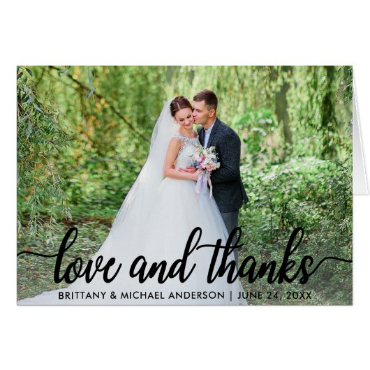 Hochzeit Liebe und Danke| Danke Foto Falten (Vorderseite (Horizontal))