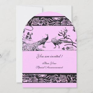 Hochzeit Liebesvögel Florale Schwarz Rosa Lila Par Einladung