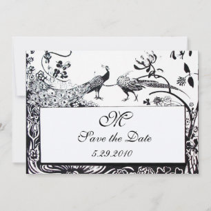Hochzeit Liebesvögel Monogramm, schwarz und weiß Einladung