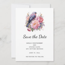 Hochzeit Liedvogel sitzt auf rosa Pfingstrosen