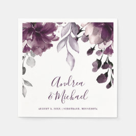 Hochzeit Lila Aquarellgarten Serviette