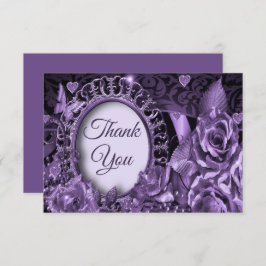 Hochzeit Lila Blumenrahmen Elegant Vintag Dankeskarte