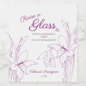 Hochzeit lila botanischer Linien Weinetikett (Einzelnes Label)