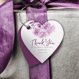 Hochzeit lila florale Aquarellfarbe danke Ihnen fü Geschenkanhänger