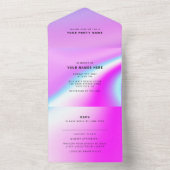 Hochzeit Lila holografische Moderne Elegant All In One Einladung (Innen Boden)