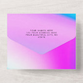 Hochzeit Lila holografische Moderne Elegant All In One Einladung (Rückseite)