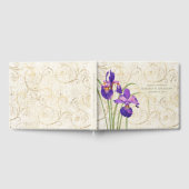 Hochzeit Lila Iris Gold Damask Gästebuch (Voll)
