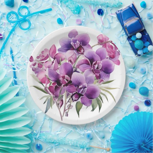 Hochzeit lila Orchideen Pappteller (Party)