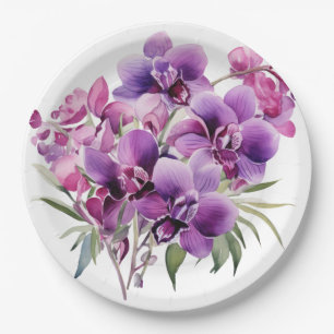 Hochzeit lila Orchideen Pappteller