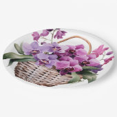 Hochzeit lila Orchideen Pappteller (Schrägansicht)