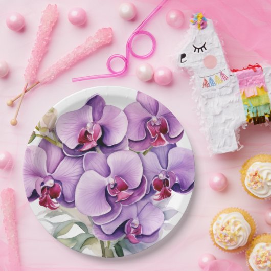 Hochzeit lila Orchideen Pappteller (Party)