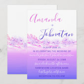 Hochzeit Lila Ozean Blue Waves Ocean Ombre Einladung (Vorne/Hinten)