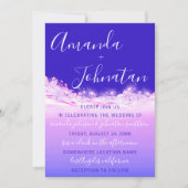 Hochzeit Lila Ozean Blue Waves Weißer Ozean Einladung (Vorderseite)