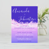 Hochzeit Lila Ozean Blue Waves Weißer Ozean Einladung (Stehend Vorderseite)