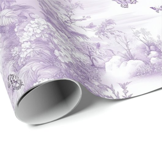 Hochzeit Lila Schmetterlinge im Lila Hintergrund Geschenkpapier (Rolleneckpunkt)