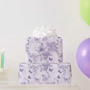 Hochzeit Lila Schmetterlinge im Lila Hintergrund Geschenkpapier