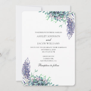Hochzeit lila und Türkis Einladung. Gartenblumen Einladung