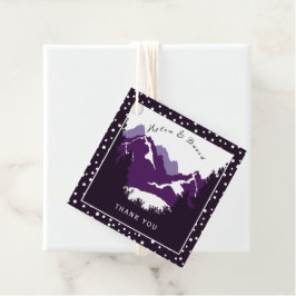 Hochzeit lila, weißer Berge und Polka Geschenkanhänger