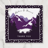 Hochzeit lila, weißer Berge und Polka Geschenkanhänger (Vorderseite)