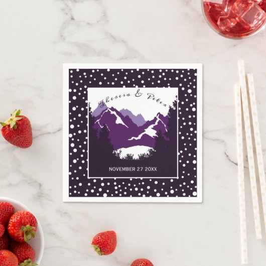 Hochzeit lila, weißer Berge und Polka Serviette (Beispiel)