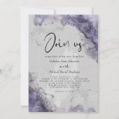 HOCHZEIT | Lilac Wisteria Abstrakt Alcohol Ink Einladung (Vorderseite)