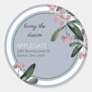 Hochzeit Living the Dream Plum Foliage Adresse Runder Aufkleber