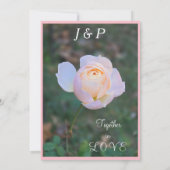 Hochzeit machen wir Monogramm Pastellrosa Rose Einladung (Rückseite)