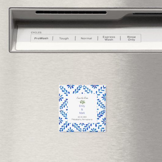 Hochzeit Magnet mediterranes Blau Save the Date. (In Situ (Geschirrspüler))