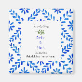 Hochzeit Magnet mediterranes Blau Save the Date. (Vorne)