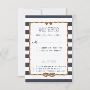 Hochzeit Maritime Navy- und Weiß-Wasserfarben-Vera RSVP Karte