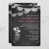 Hochzeit| Mason Jar, Lace Bunting| Kopfwand 3 Einladung (Vorne/Hinten)