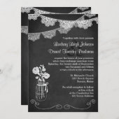 Hochzeit | Mason Jar, Spitzenjagd | Kopfbrett 2 Einladung (Vorne/Hinten)