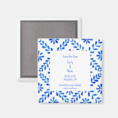 Hochzeit mediterranes Blau Save the Date Magnet (Vorderseite/Rückseite)