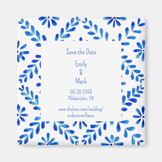 Hochzeit mediterranes Blau Save the Date Magnet (Vorne)