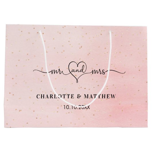 Hochzeit mehr Herz Drehbuch rot Rosa Gold Große Geschenktüte (Rückseite)