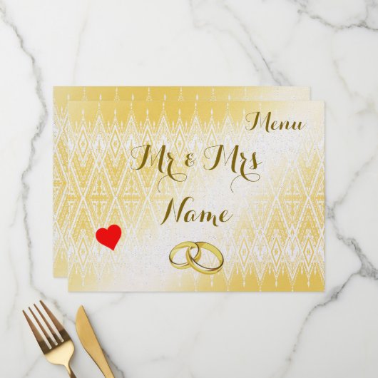 Hochzeit Menükarte (Vorderseite/Rückseite Beispiel)