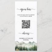 Hochzeit-Menükarten mit QR-Code für Open Bar Menükarte (Vorderseite)
