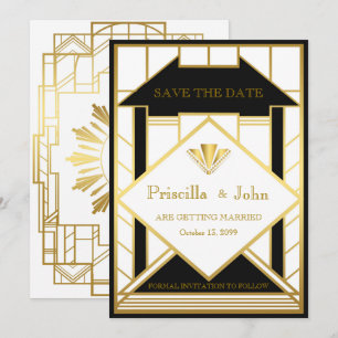 Hochzeit Merkzettel, Great Gatsby, Medaillon Gold2 Einladung